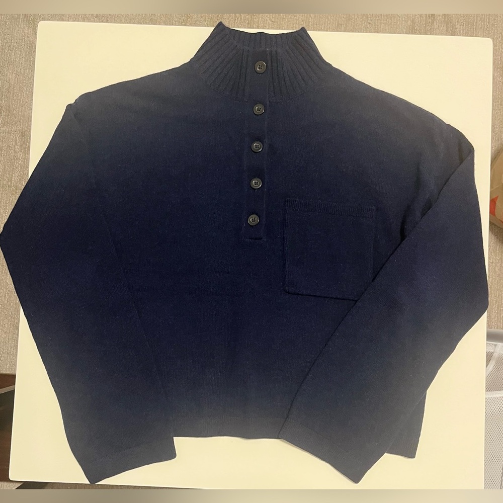 Everlane ReCashmere Henley Sweater – Navy | Small ~ HOLIDAY BONUS